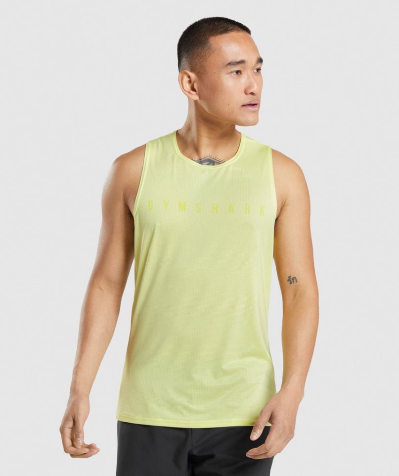 Men\'s Gymshark Sport Stripe Tanks Yellow | NZ 5ABOSH